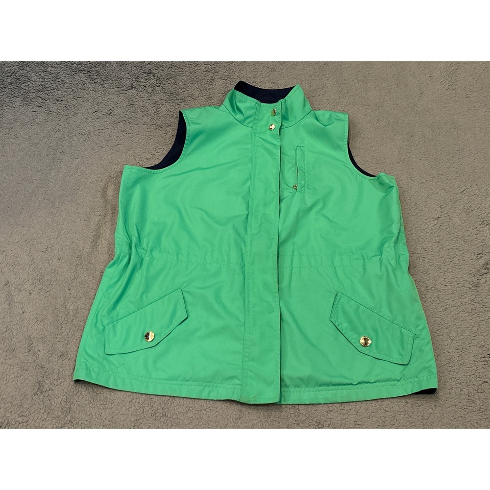 Lauren Ralph Lauren Reversible Utility Vest Green Navy Blue P/L Full Zip Pockets
